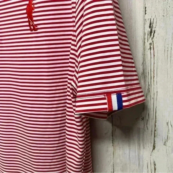 USAG U Suck At Golf Polo Shirt Mens Medium Red Stripe Beer Performance Stretch - Picture 7 of 7
